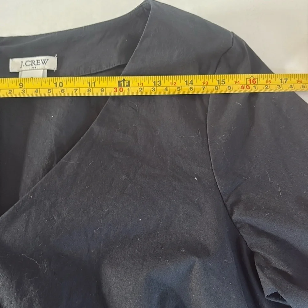 J. Crew Factory black ruffle bell sleeve w tie v-neck shift dress back zip